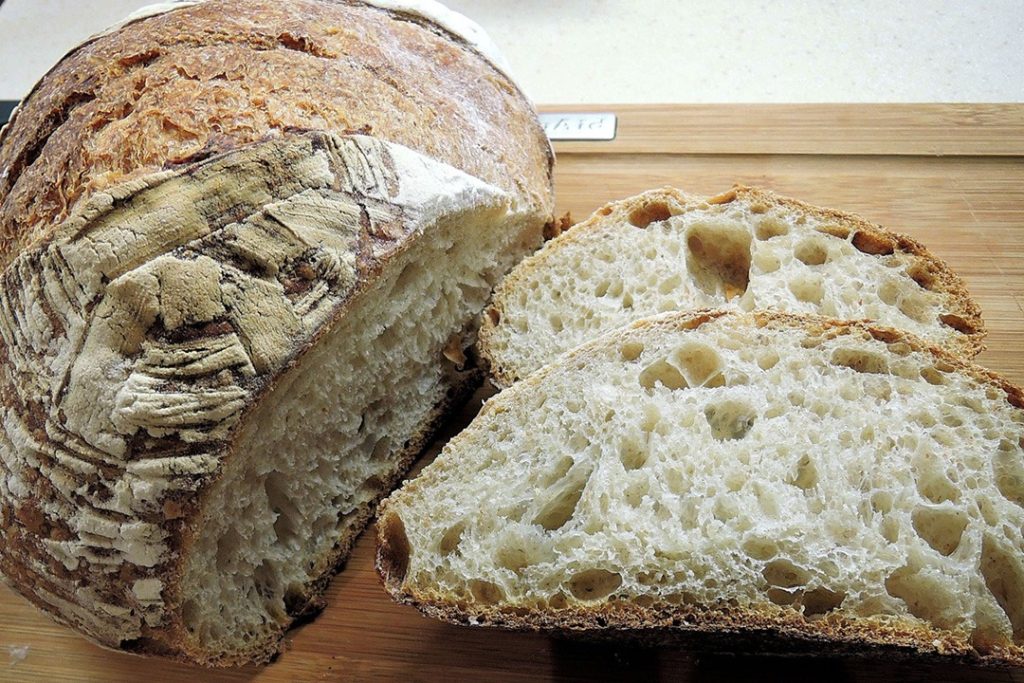 Sourdough bread on a wooden board